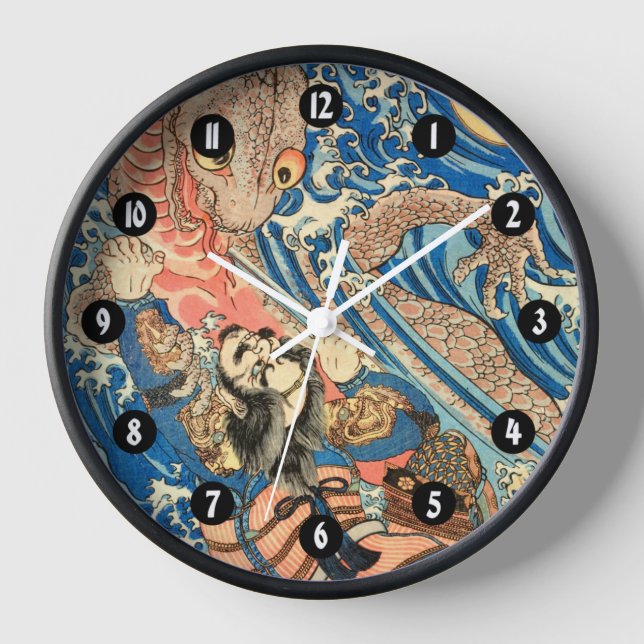 Horloge Samurai japonais combattant la salamandre (Recto)