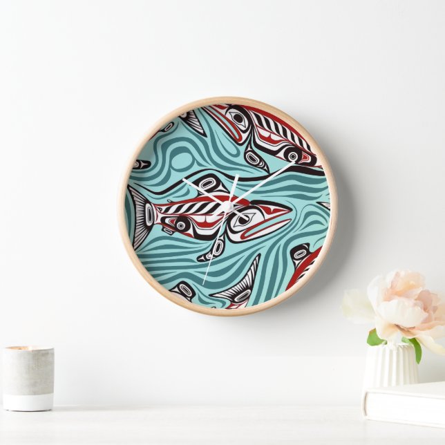 Horloge Saumon Haida Art Spirit Pacific Northwest Native (Maison)