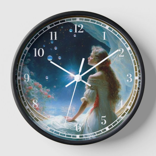 Horloge Scène de nuit magique Imaginaire Art (Recto)