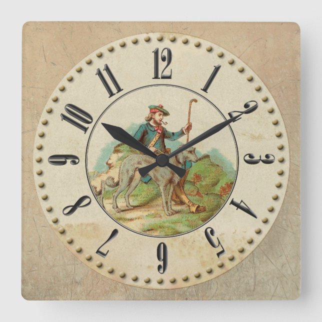 Horloge scottish deerhound Chicorée (Recto)
