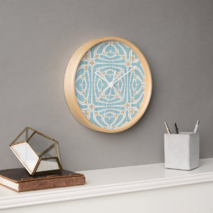 Horloge Seafoam Green Taupe Brown Hip Bohemian Bali Art