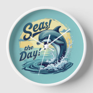 Horloge Seas Day Retro Dolphin Océan esthétique