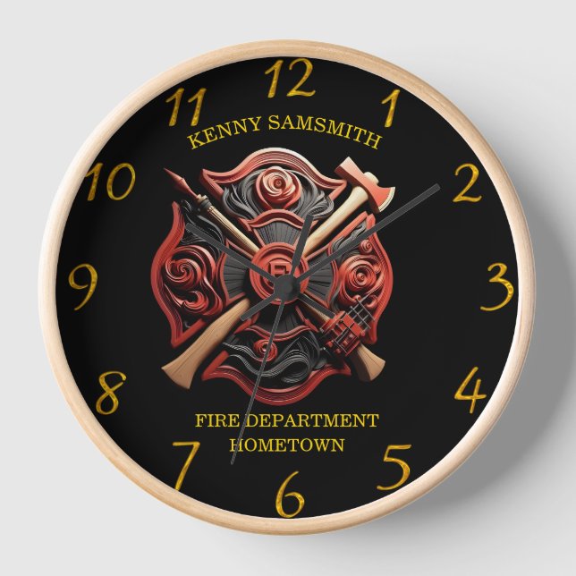 Horloge Service des incendies Emblème de courage et de dév (Recto)