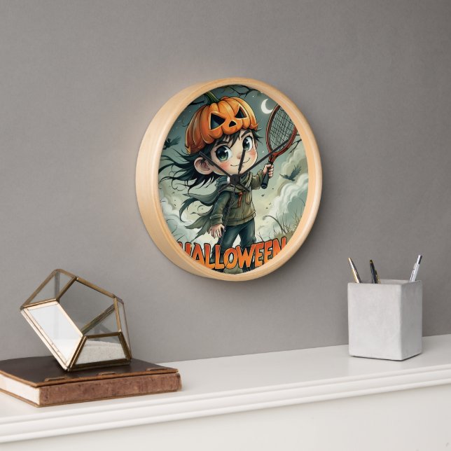 Horloge Service éffrayant : Poster du Citrouille de tennis (Bureau)
