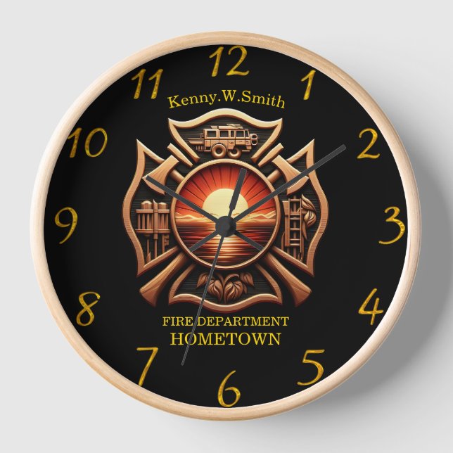 Horloge Services d'incendie Insigne d'honneur Noir et roug (Recto)