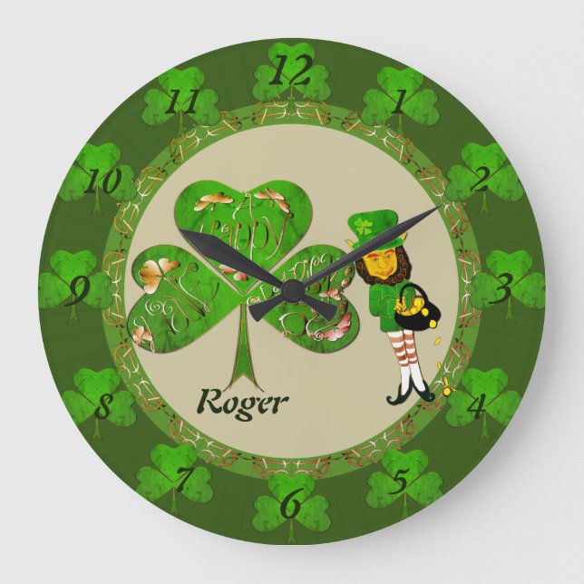 Horloge Shamrock Leprechaun (Recto)