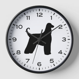 Horloge Silhouette de race de chien de race afghane