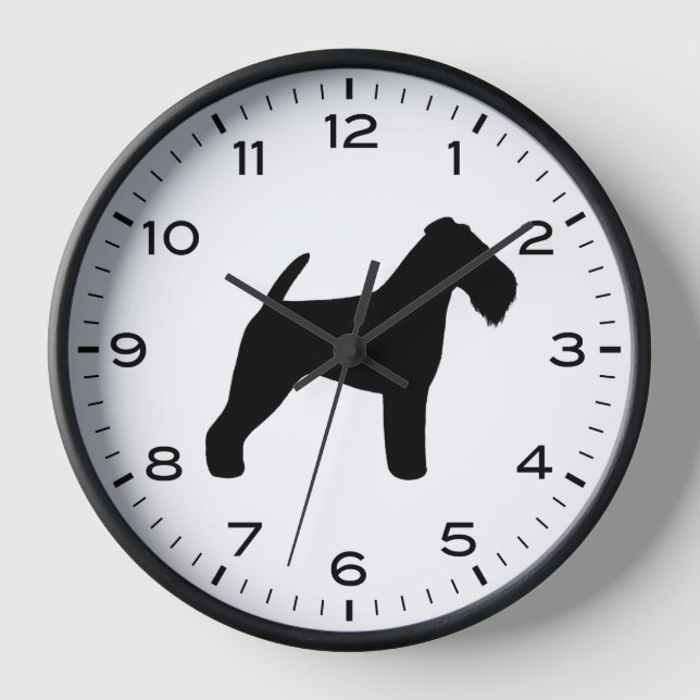 Horloge Silhouette de Terrier gallois avec chiffres et min (Recto)