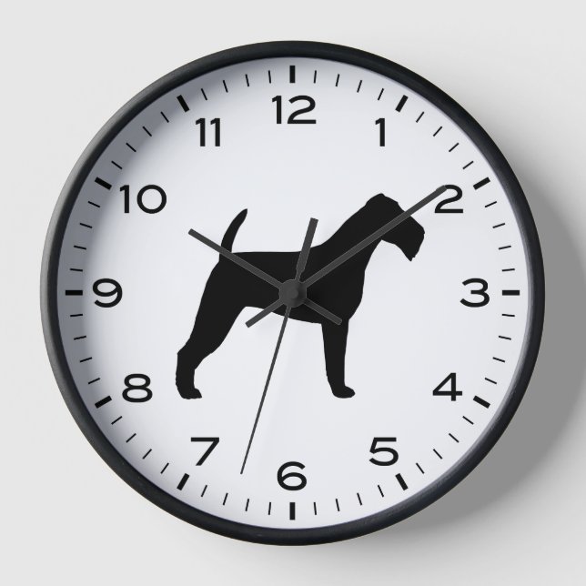 Horloge Silhouette de Terrier irlandais avec chiffres et m (Recto)