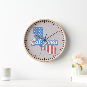 Horloge Silhouette des étoiles et des bandes de la Califor