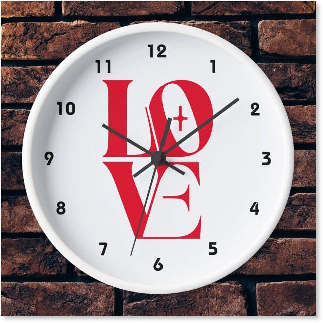 Horloge Simple Red Love Typographie moderne (Créateur téléchargé)