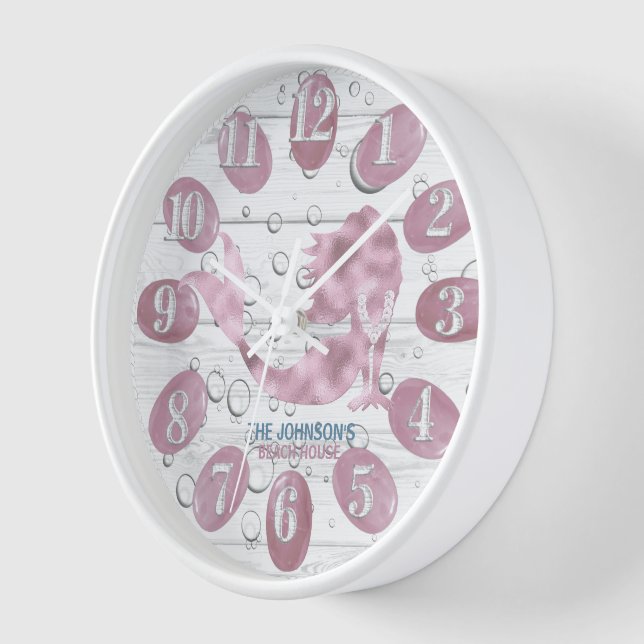 Horloge Sirène et bois de plage Nautique - rose (Angle)