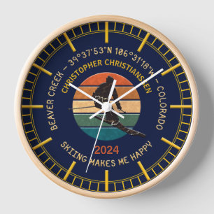 Horloge Ski Beaver Creek, Colorado - Man Skier Texte Jaune