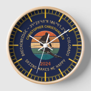 Horloge Ski Breckenridge, Colorado - Man Skier Texte d'or