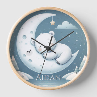 Horloge Sleeping Bear Personalized Baby Name 