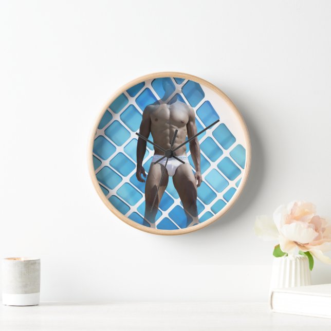 Horloge SlipperyJoe musculaire homme six pack abs mâle bla (Maison)