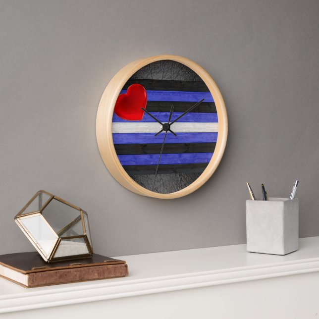 Horloge SlipperyJoe's Gay Leather Pride drapeau royal noir (Bureau)