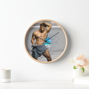 Horloge SlipperyJoe's Man serviette brisée mur de brique b
