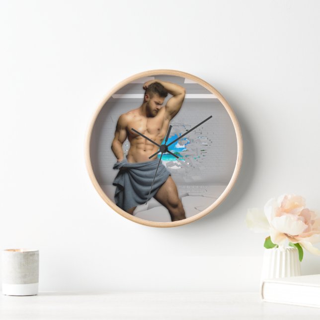 Horloge SlipperyJoe's Man serviette brisée mur de brique b (Maison)