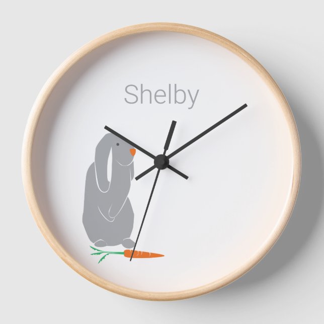 Horloge Soins infirmiers lapin gris personnalisé 10" à l'h (Recto)