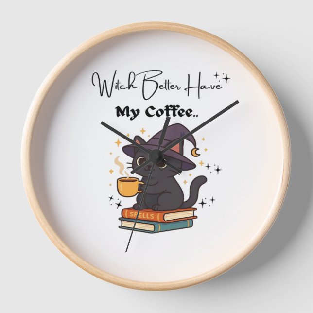 Horloge Sorcière Mieux Avoir Mon Café Classique T-Shirt (Recto)