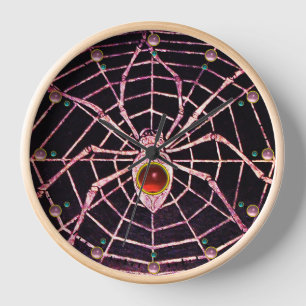 Horloge SPIDER ET WEB Rouge Ruby Gemstone Noir