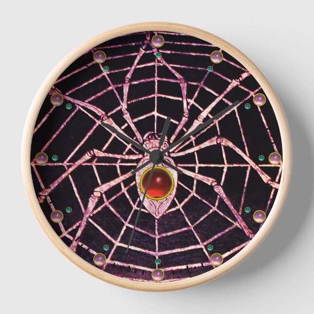 Horloge SPIDER ET WEB Rouge Ruby Gemstone Noir (Recto)