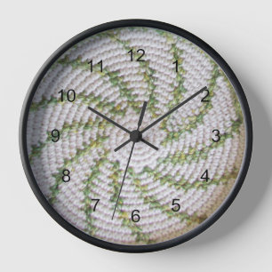 Horloge - Spirale verte sur blanc