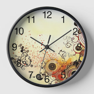 Horloge Spirales en encre et aquarelle