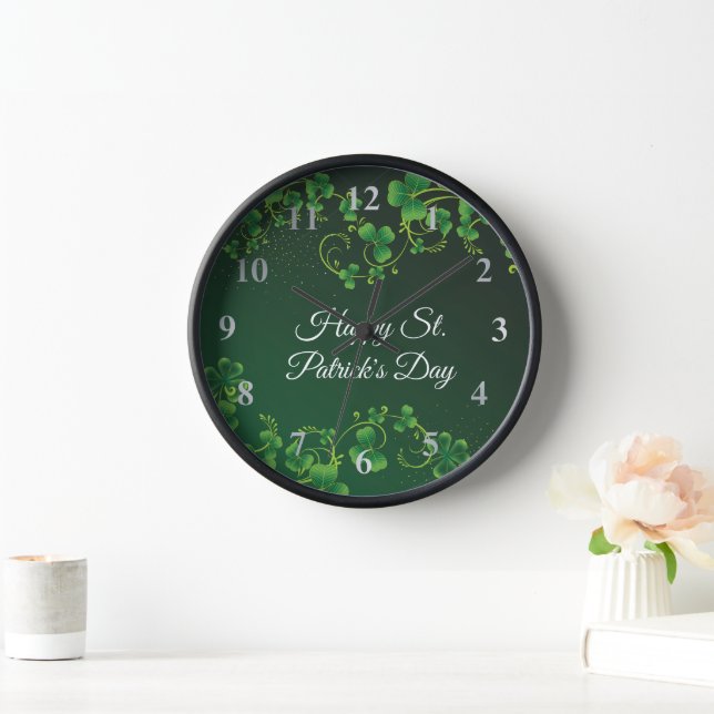 Horloge St. Patrick's Day Green Vine Shamrock Irish Party (Maison)