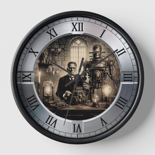 Horloge Steampunk Dr Frankenstein Electro-mécanique (Recto)