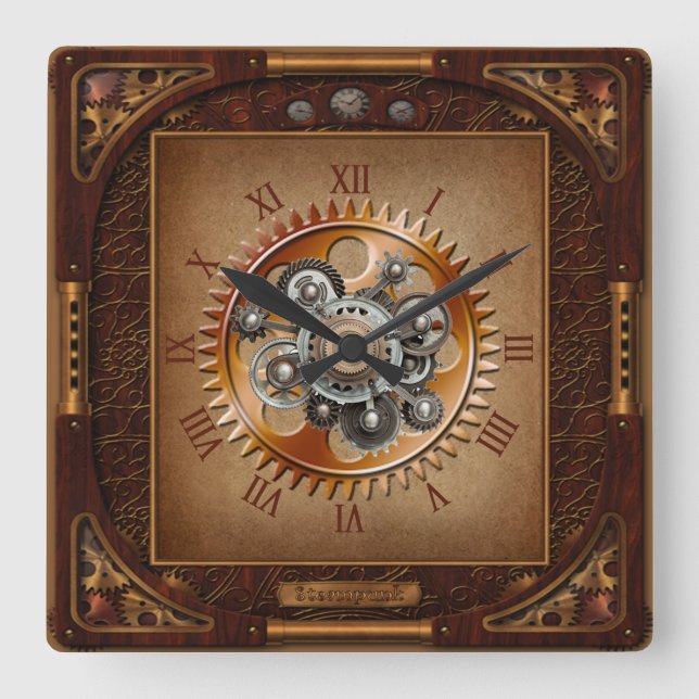 Horloge Steampunk~Gros engrenage antique~Numéros r (Recto)