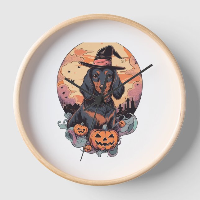 Horloge Sticker Halloween Dachshund (Recto)