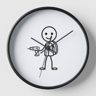 Horloge Stickmen At Work - L'Électricien