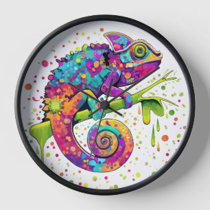 Horloge Style d'aquarelle des teintures Chameleon