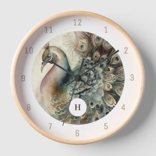 Horloge Style Peacock   Ajouter votre initiale