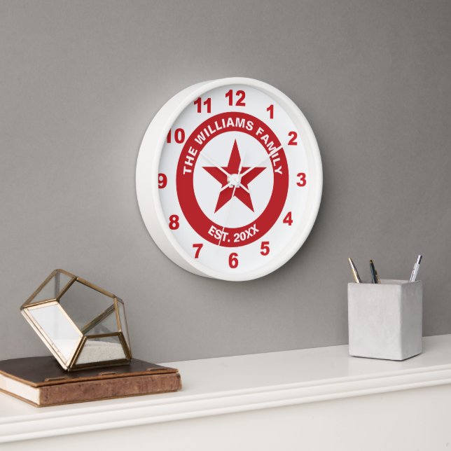 Horloge Style publicitaire rétro étoile rouge et blanche (Bureau)