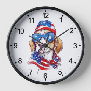 Horloge Sublimation de chien du 4 juillet-66361