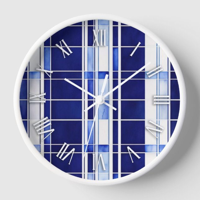 Horloge Summer Navy Blue Boat Collection de rayures modern (Recto)