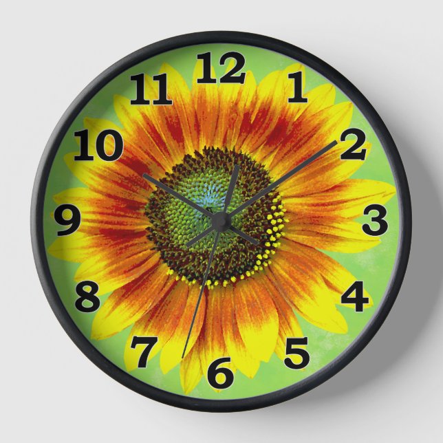 Horloge Sunflower Floral Yellow and Green Flower Garden (Recto)