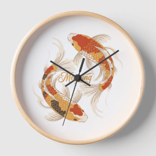 Horloge Symbole de carpe koï japonaise, design inspiré du