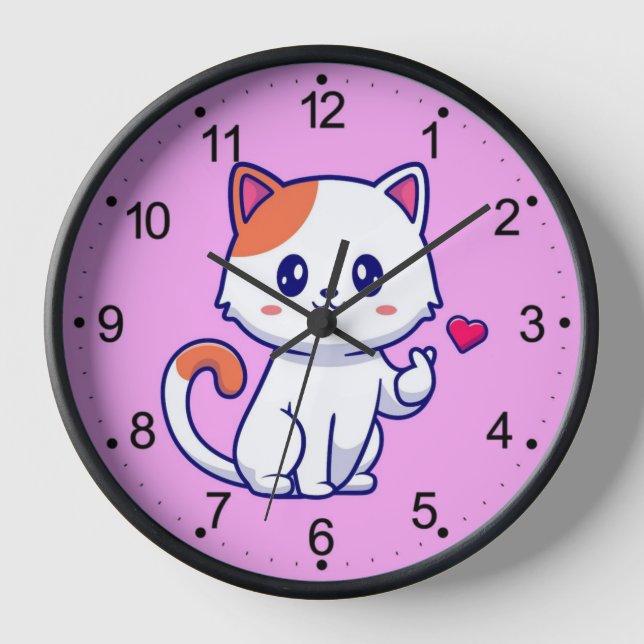 Horloge Symbole de chat mignon en amour main-57577 (Recto)