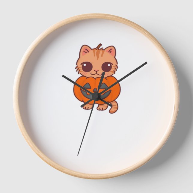 Horloge T-Shirt Chat Halloween Cute - Deux Chats Kawaii Ho (Recto)
