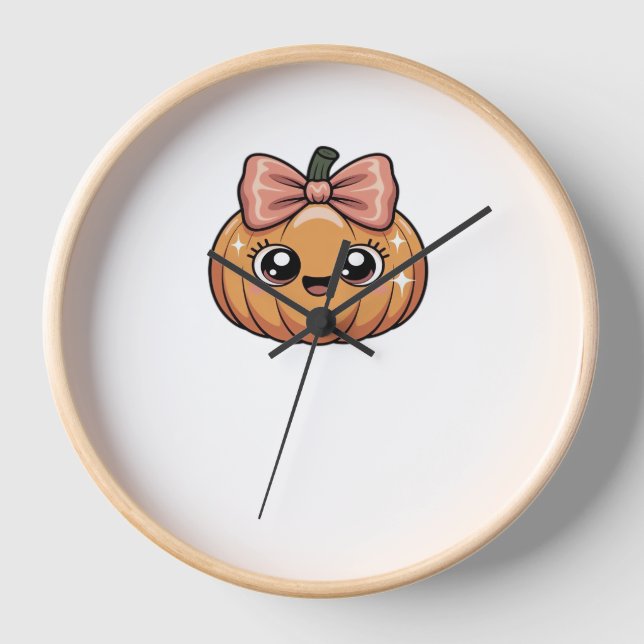 Horloge T-shirt citrouille classique kawaii (Recto)