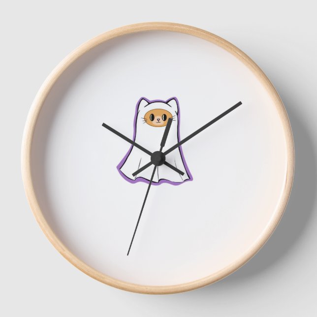 Horloge T-shirt classique chat fantôme_3 (Recto)