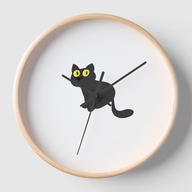 Horloge T-shirt classique Chat noir d'Halloween (Recto)