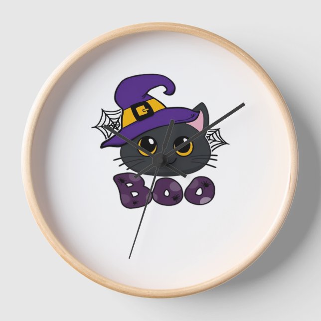 Horloge T-shirt classique de l'équipage Boo d'Halloween (Recto)