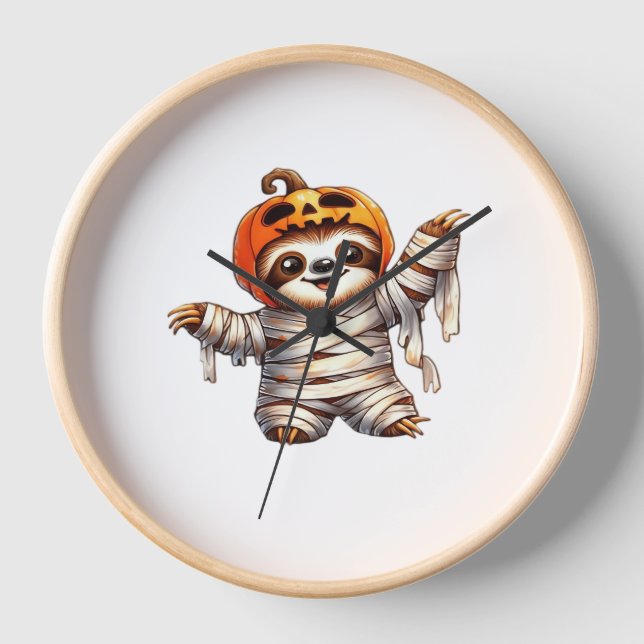 Horloge T-shirt classique de Sloth Mummy Halloween (Recto)