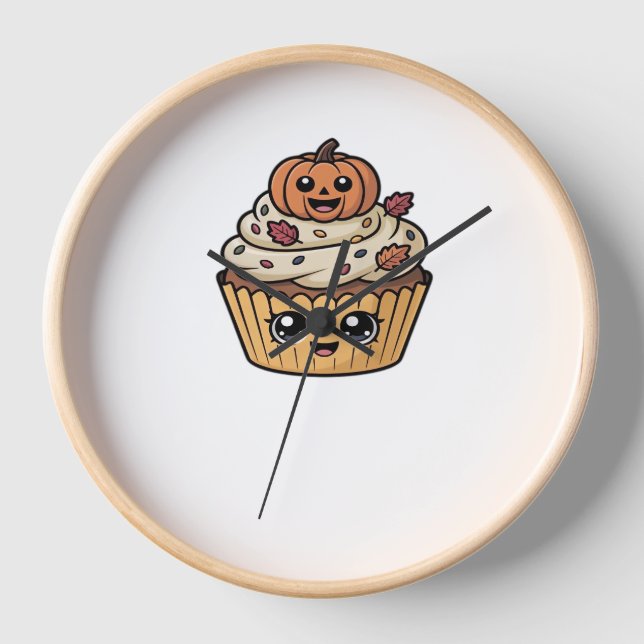 Horloge t-shirt classique kawaii thanksgiving cupcake (Recto)