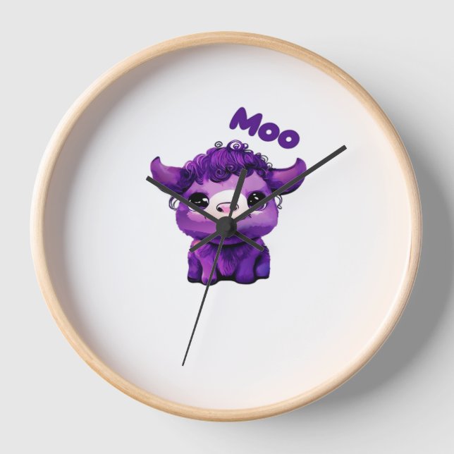 Horloge T-shirt de vache pourpre surdimensionné (Recto)